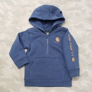 Carhartt Sweatshirt Youth 18M Blue Pockets Hooded Long Sleeve Workwear